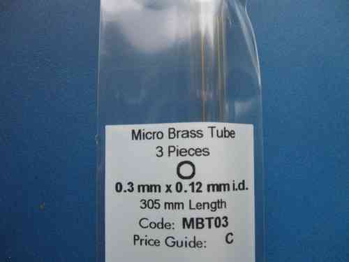 Mikro-Messingrohr, 0,3  x 0,1  x 305 mm, 3 Stk. (GP 7,98 € / m)